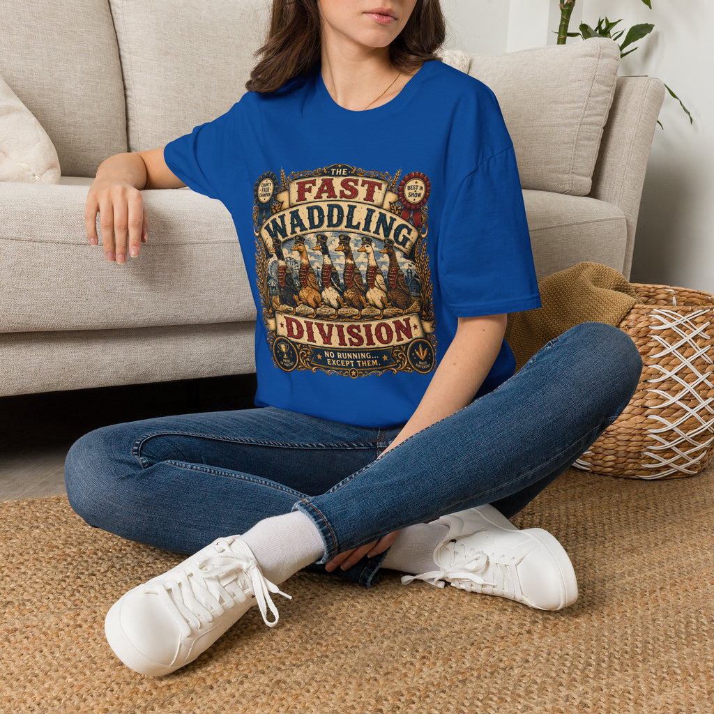 Fast Waddling Division Indian Runner T-Shirt — No Running, Except Them Tee
