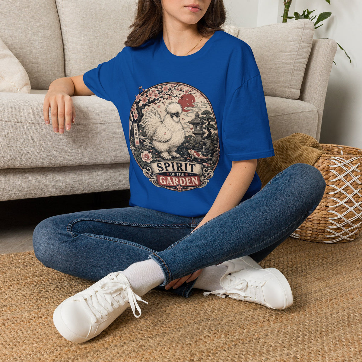 Blossom Garden Silkie T-Shirt — Japanese Woodblock Hen Tee