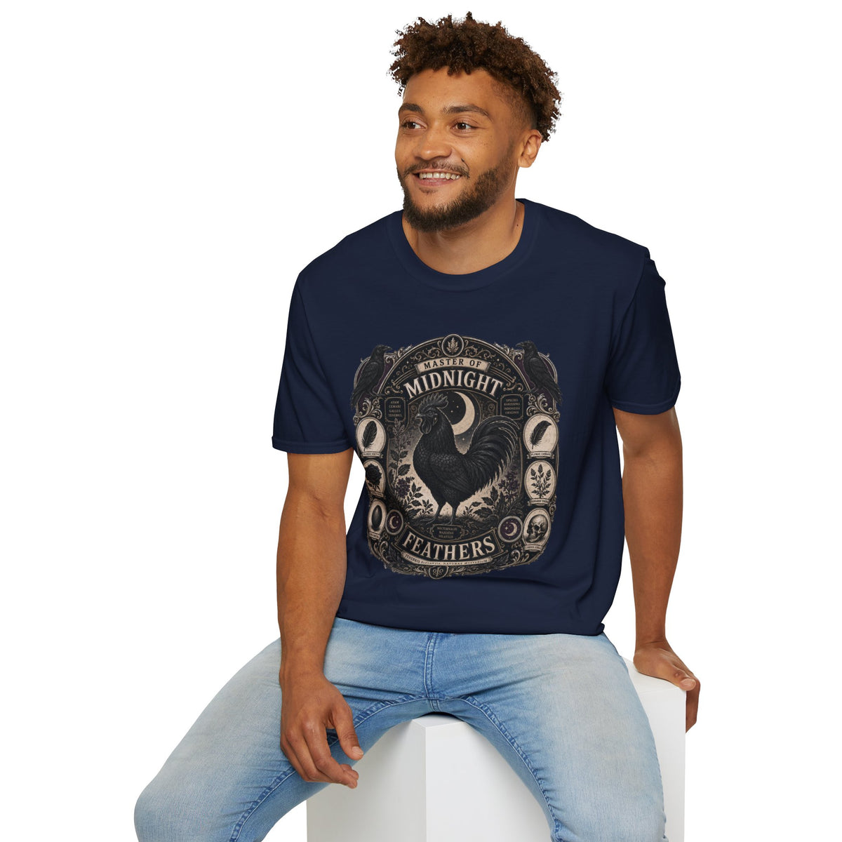 Master of Midnight Feathers Ayam Cemani T-Shirt — Gothic Rooster Graphic Tee