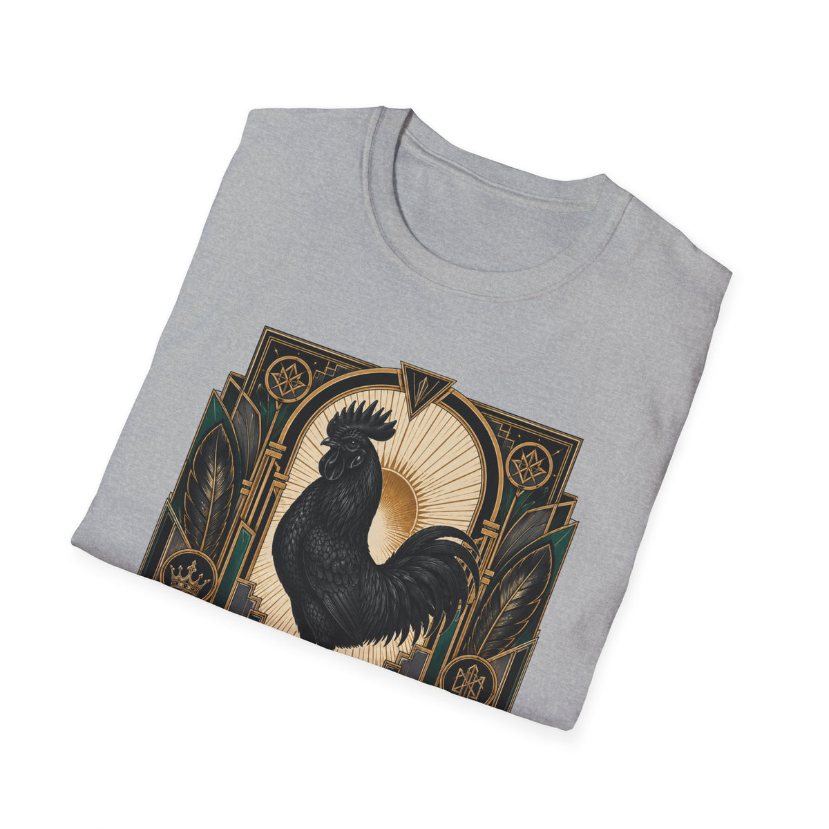 The Black Crown Ayam Cemani T-Shirt — Art Deco Rooster Graphic Tee
