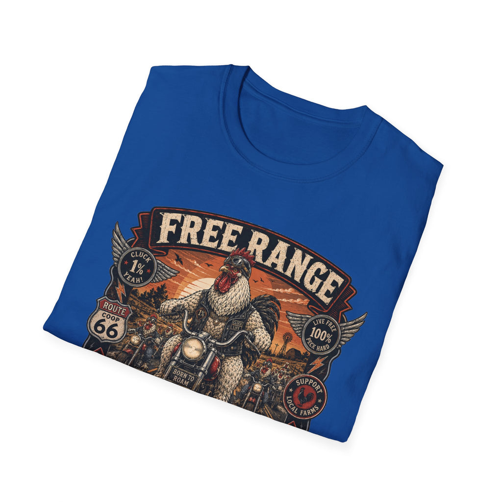 Free Range Road Crew Brahma T-Shirt — Biker Rooster Graphic Tee