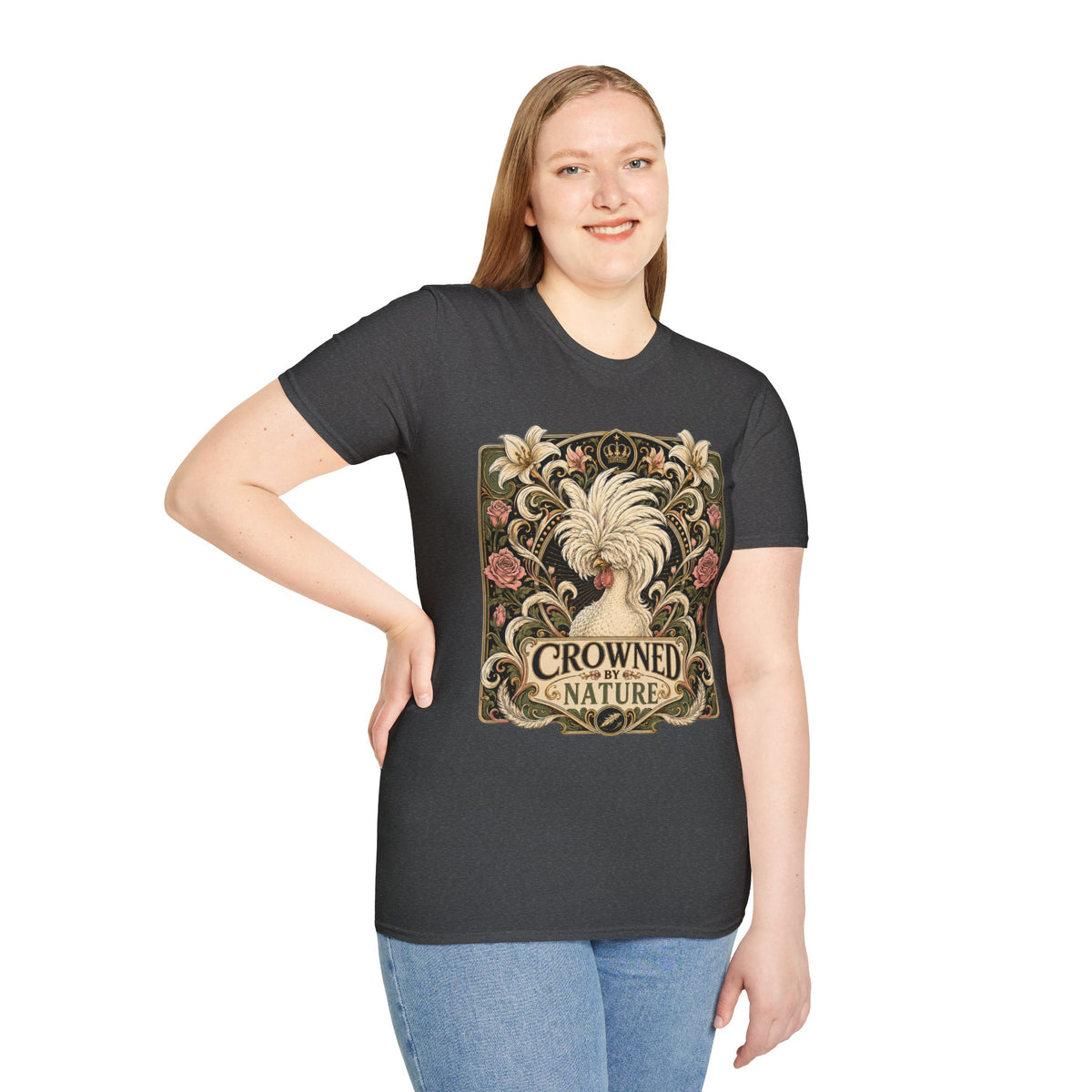 Crowned by Nature Polish Chicken T-Shirt — Vintage Botanical Hen Tee