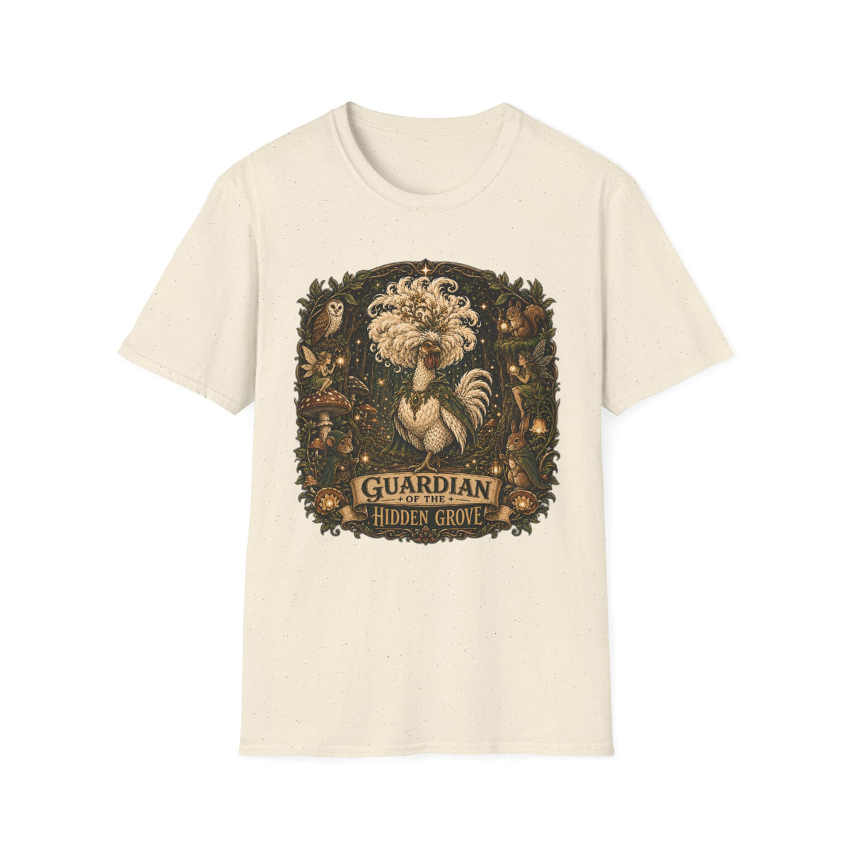 Guardian of the Hidden Grove Polish Chicken T-Shirt — Enchanted Forest Flock Tee