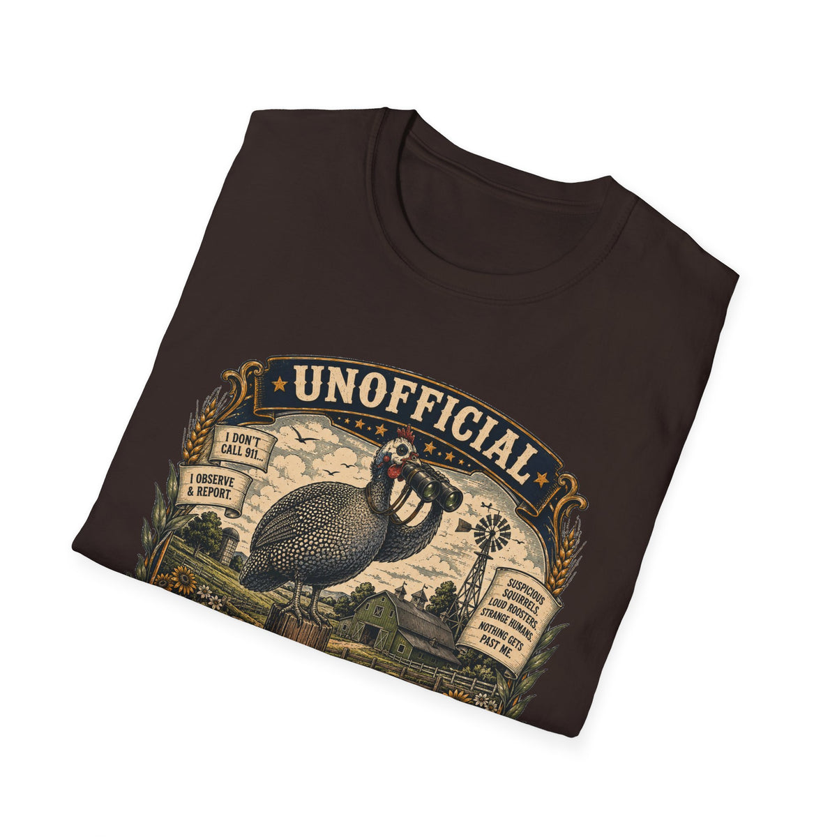 Unofficial Neighborhood Watch Guinea Fowl T-Shirt — Vintage Badge Farm Tee