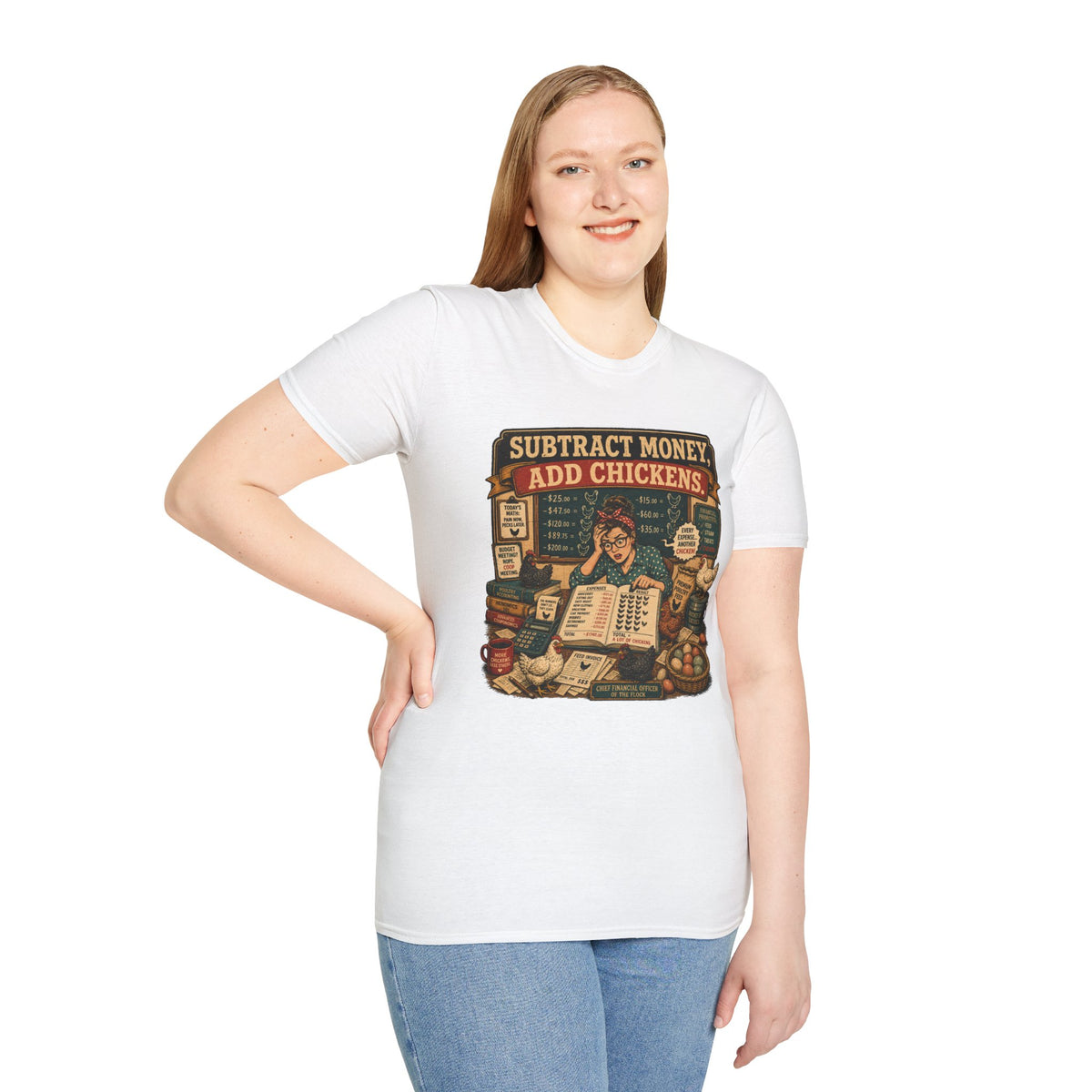Subtract Money Add Chickens T-Shirt — Chicken Math Budget Tee