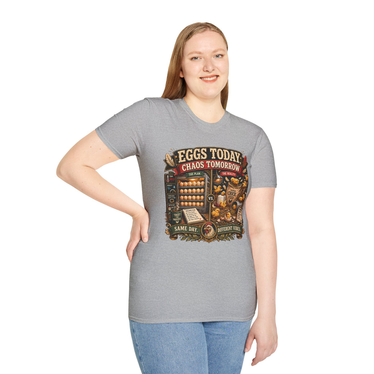 Eggs Today Chaos Tomorrow Hatching T-Shirt — Funny Incubator Season Tee