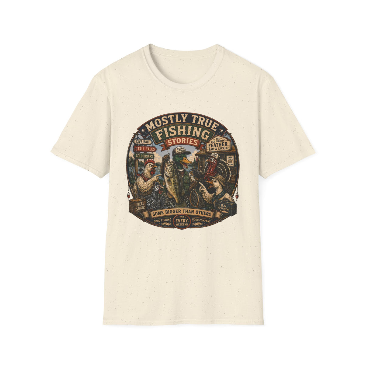 Mostly True Fishing Stories vintage fishing T-shirt, photo 5