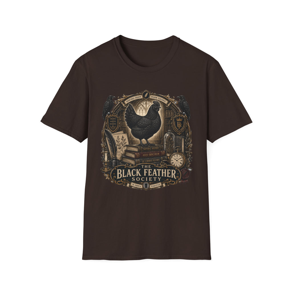 The Black Feather Society Ayam Cemani T-Shirt — Vintage Emblem Rooster Tee