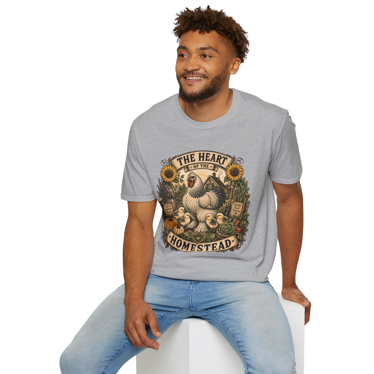 The Heart of the Homestead Brahma T-Shirt — Hen & Chicks Farmhouse Graphic Tee