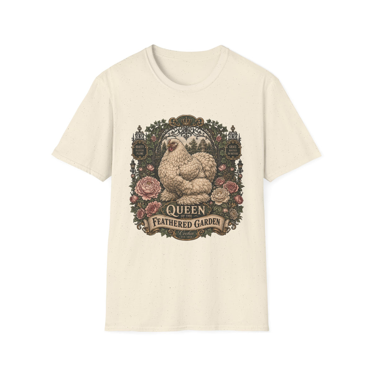 Queen of the Feathered Garden Cochin T-Shirt — Elegant Victorian Hen Tee