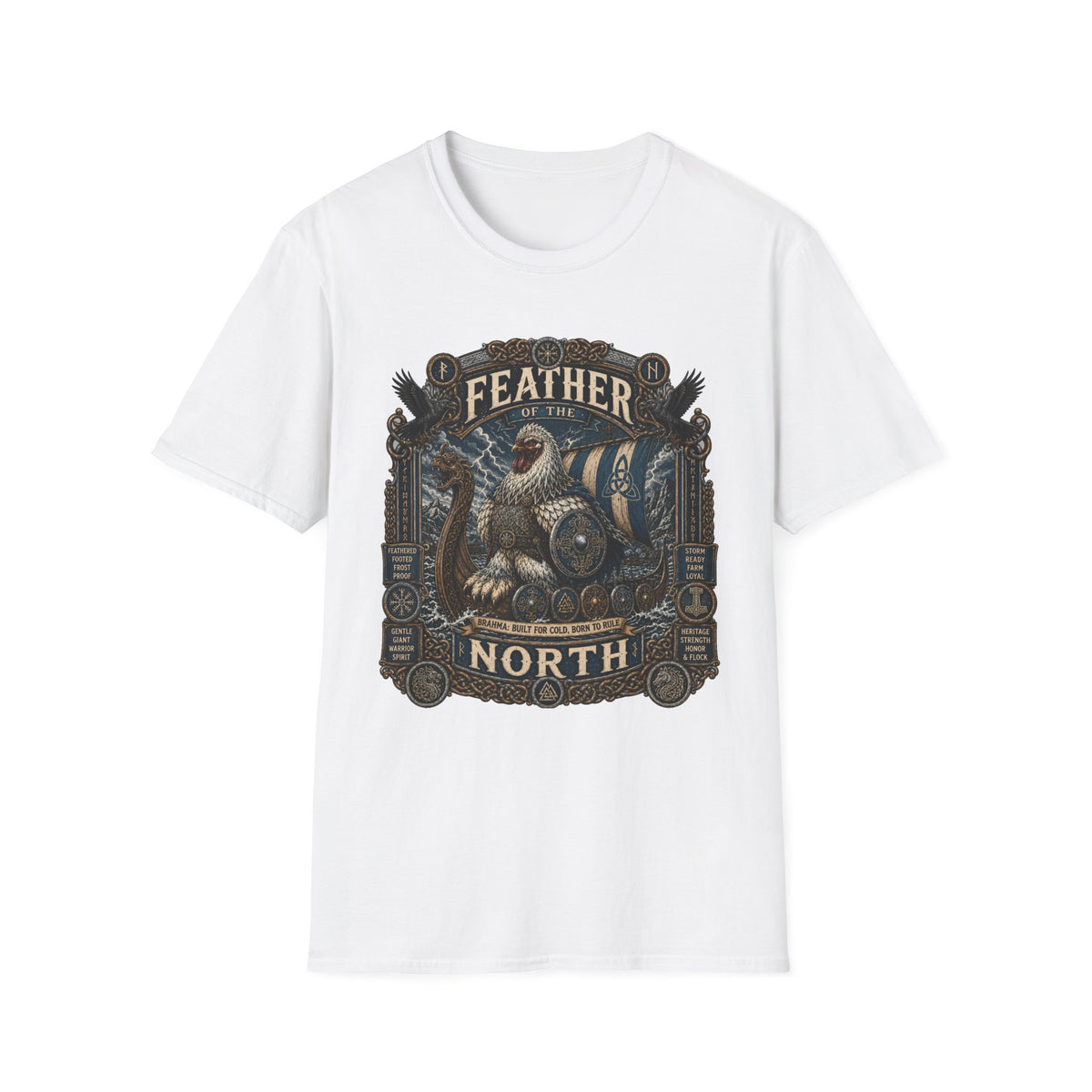 Feather of the North Brahma T-Shirt — Nordic Warrior Rooster Tee