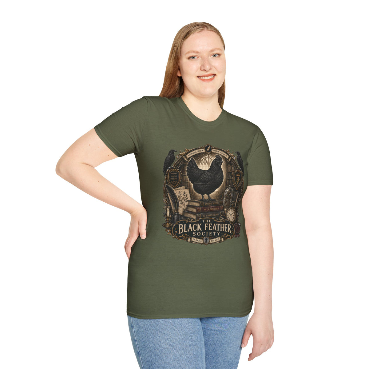 The Black Feather Society Ayam Cemani T-Shirt — Vintage Emblem Rooster Tee