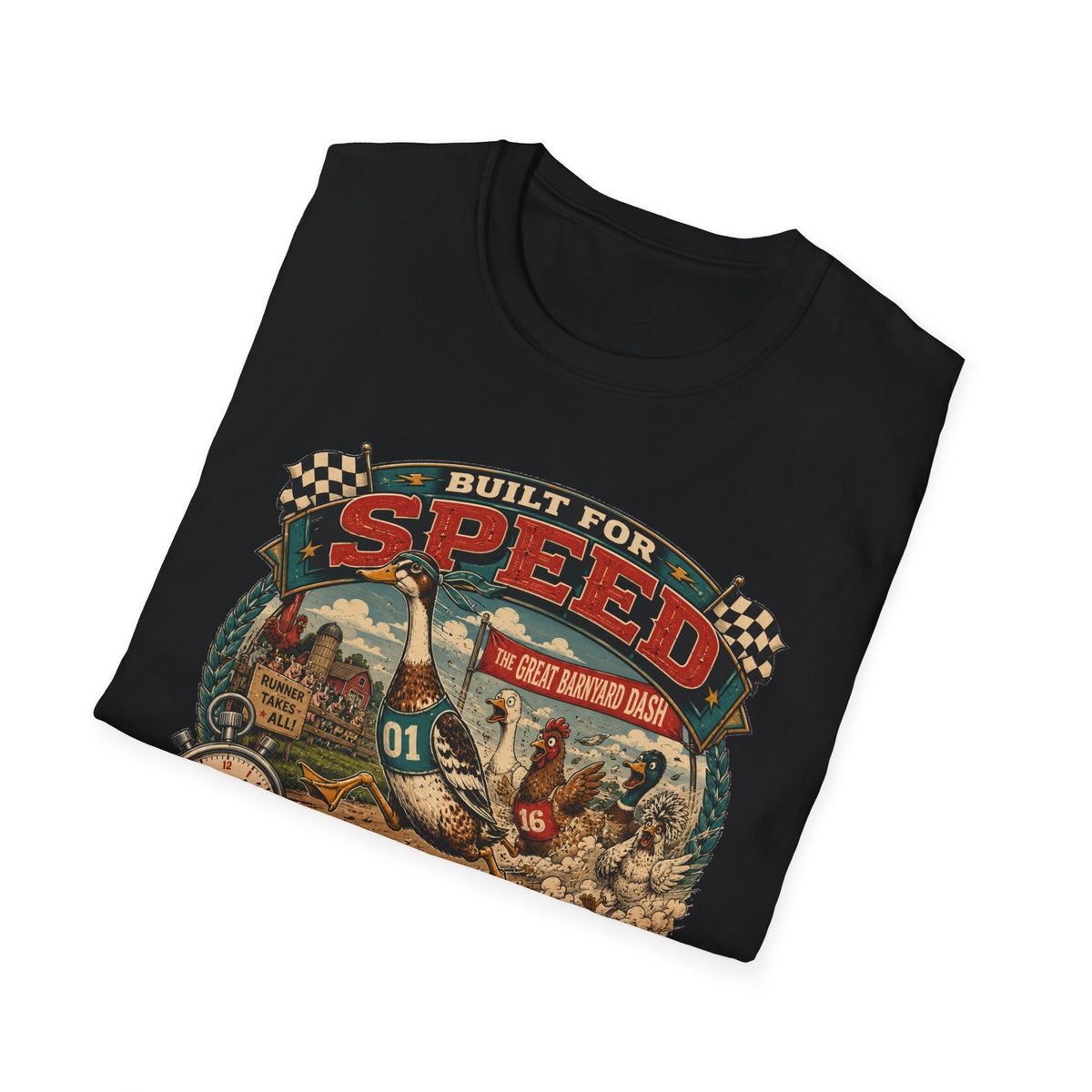 Built for Speed Barnyard Dash Indian Runner T-Shirt — Designed for Chaos Tee