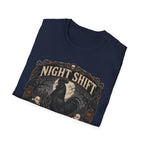 Night Shift Supervisor Ayam Cemani T-Shirt — Graveyard Rooster Graphic Tee