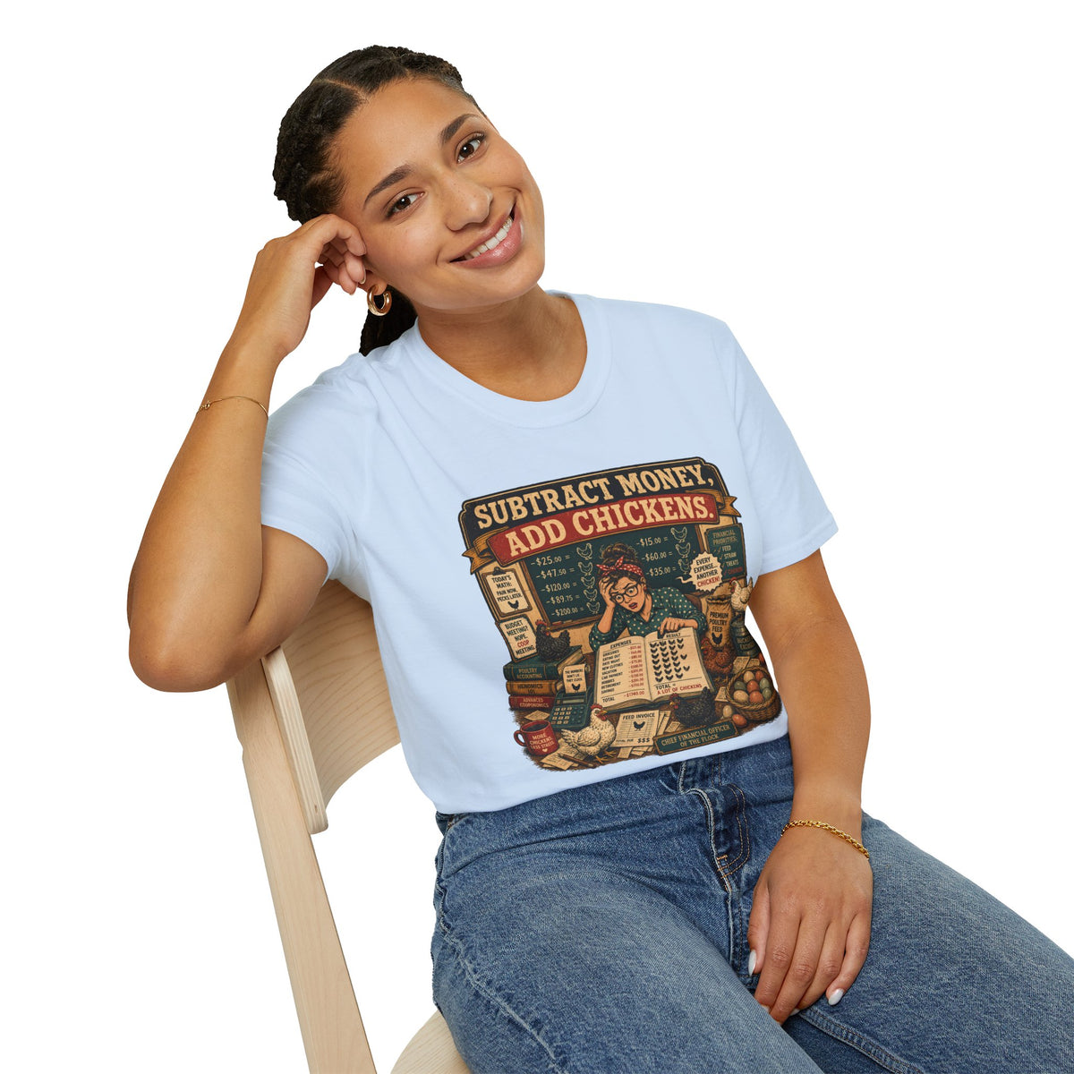 Subtract Money Add Chickens T-Shirt — Chicken Math Budget Tee
