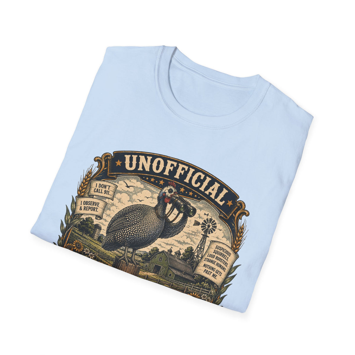 Unofficial Neighborhood Watch Guinea Fowl T-Shirt — Vintage Badge Farm Tee