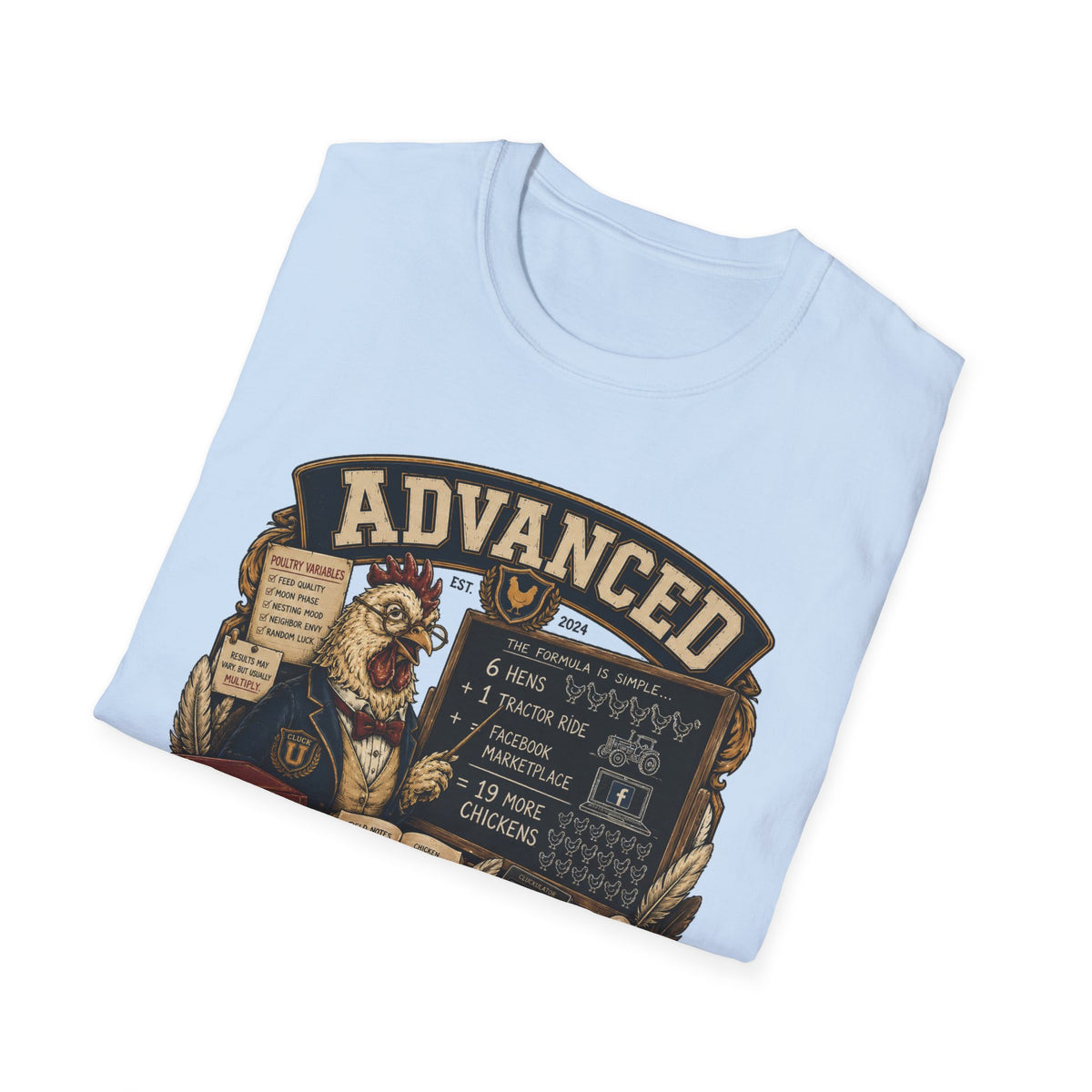Advanced Chicken Mathematics T-Shirt — 19 More Chickens Formula Tee