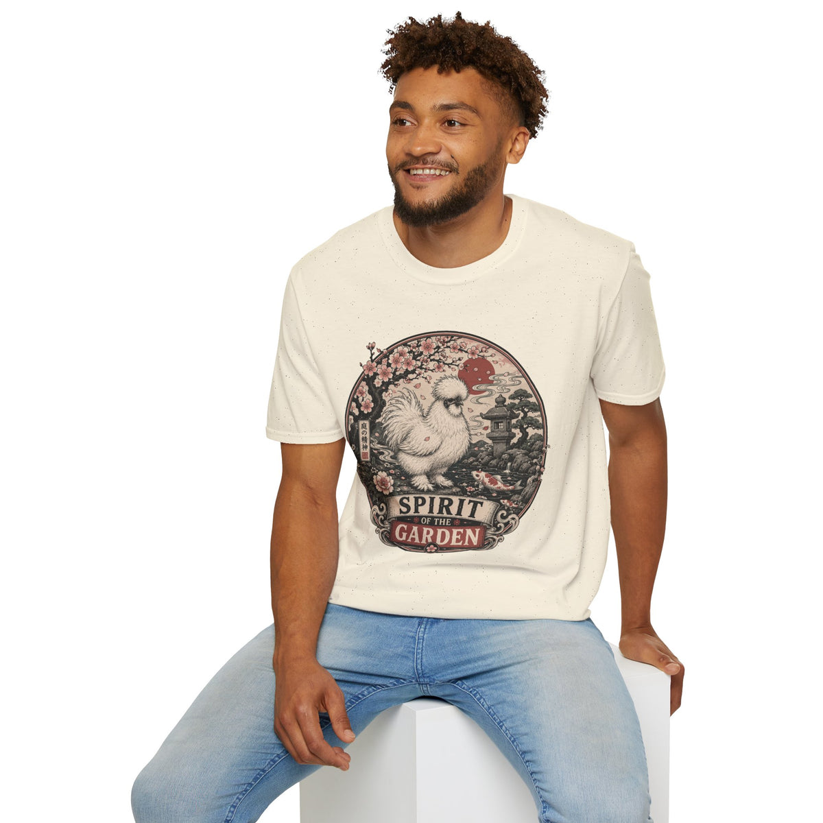 Blossom Garden Silkie T-Shirt — Japanese Woodblock Hen Tee