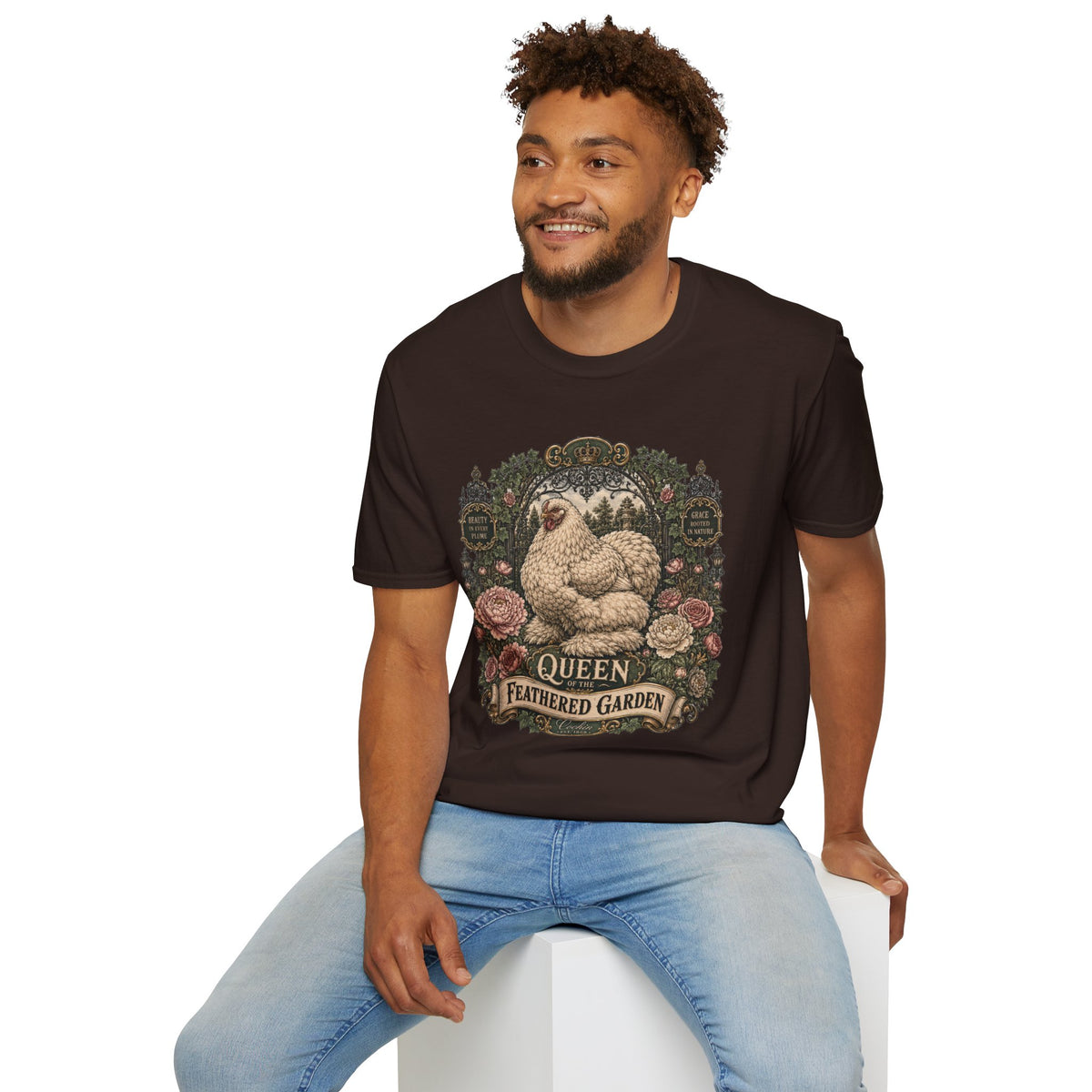 Queen of the Feathered Garden Cochin T-Shirt — Elegant Victorian Hen Tee