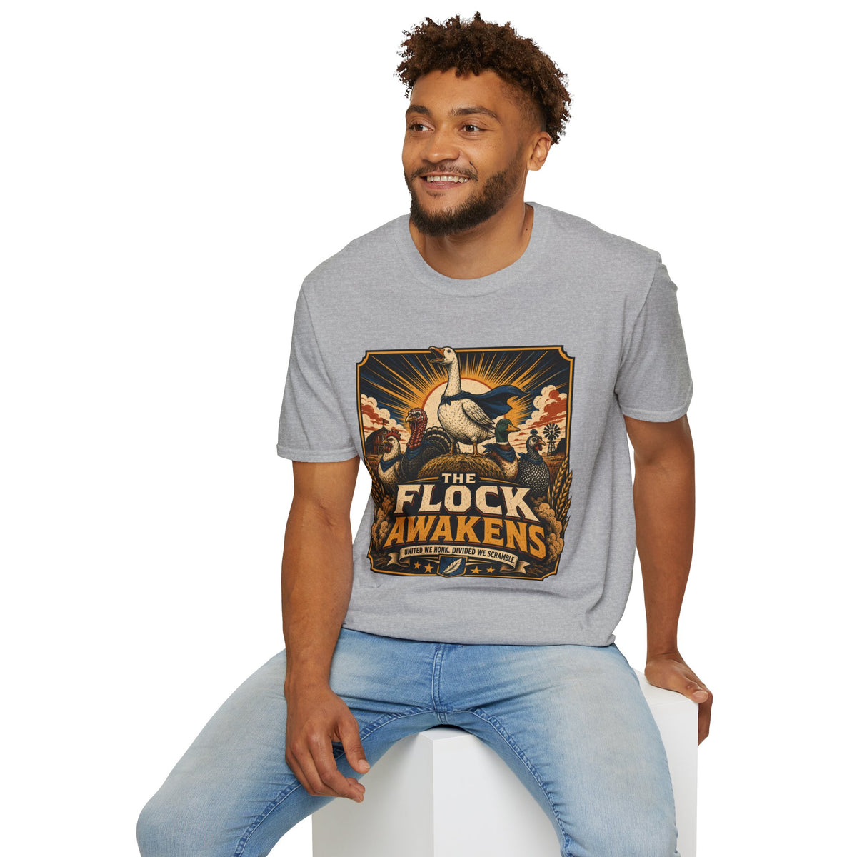 The Flock Awakens T‑Shirt — Retro Goose & Duck Vintage Wildlife Tee