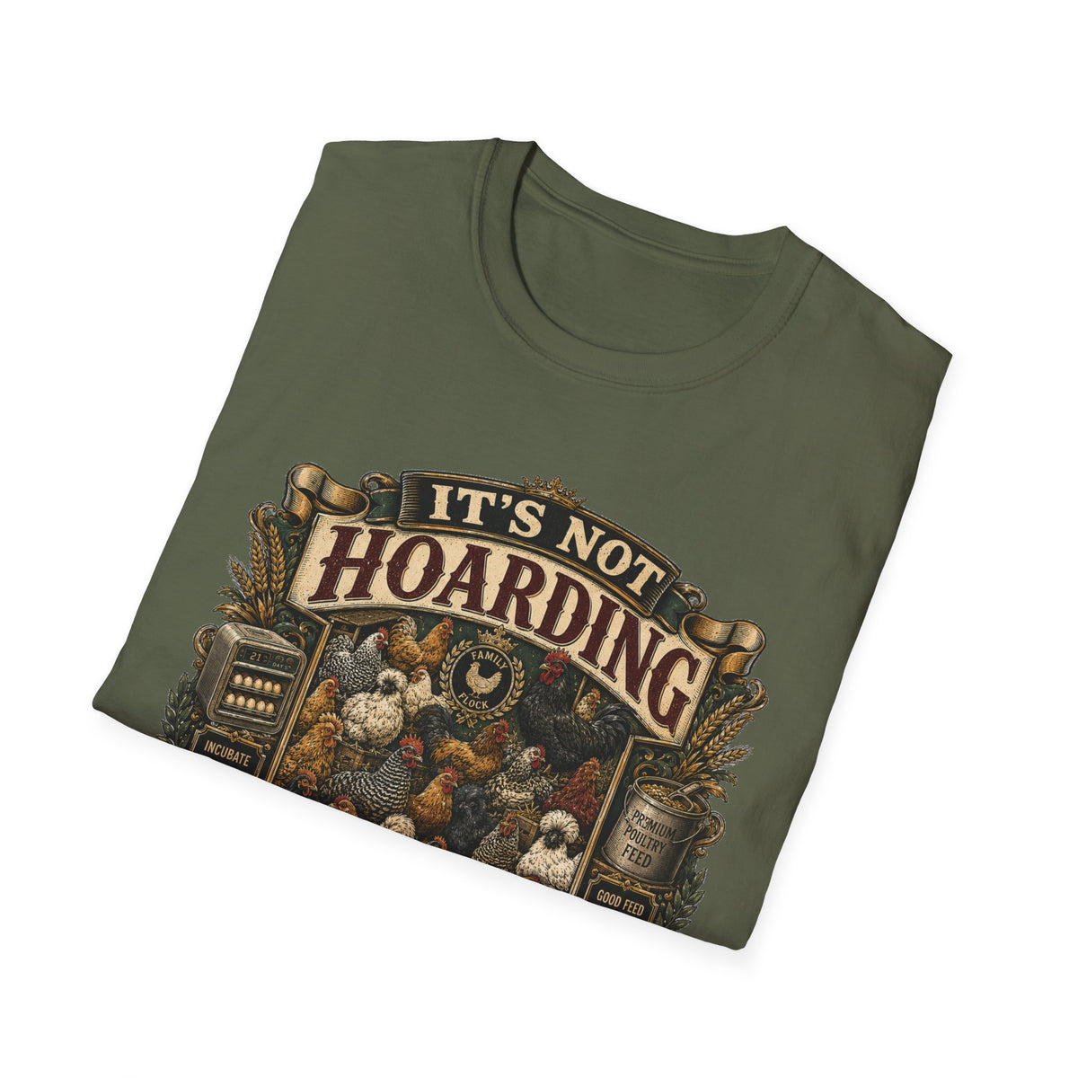 Family Flock Heritage T-Shirt — It's Not Hoarding If They Lay Eggs Tee