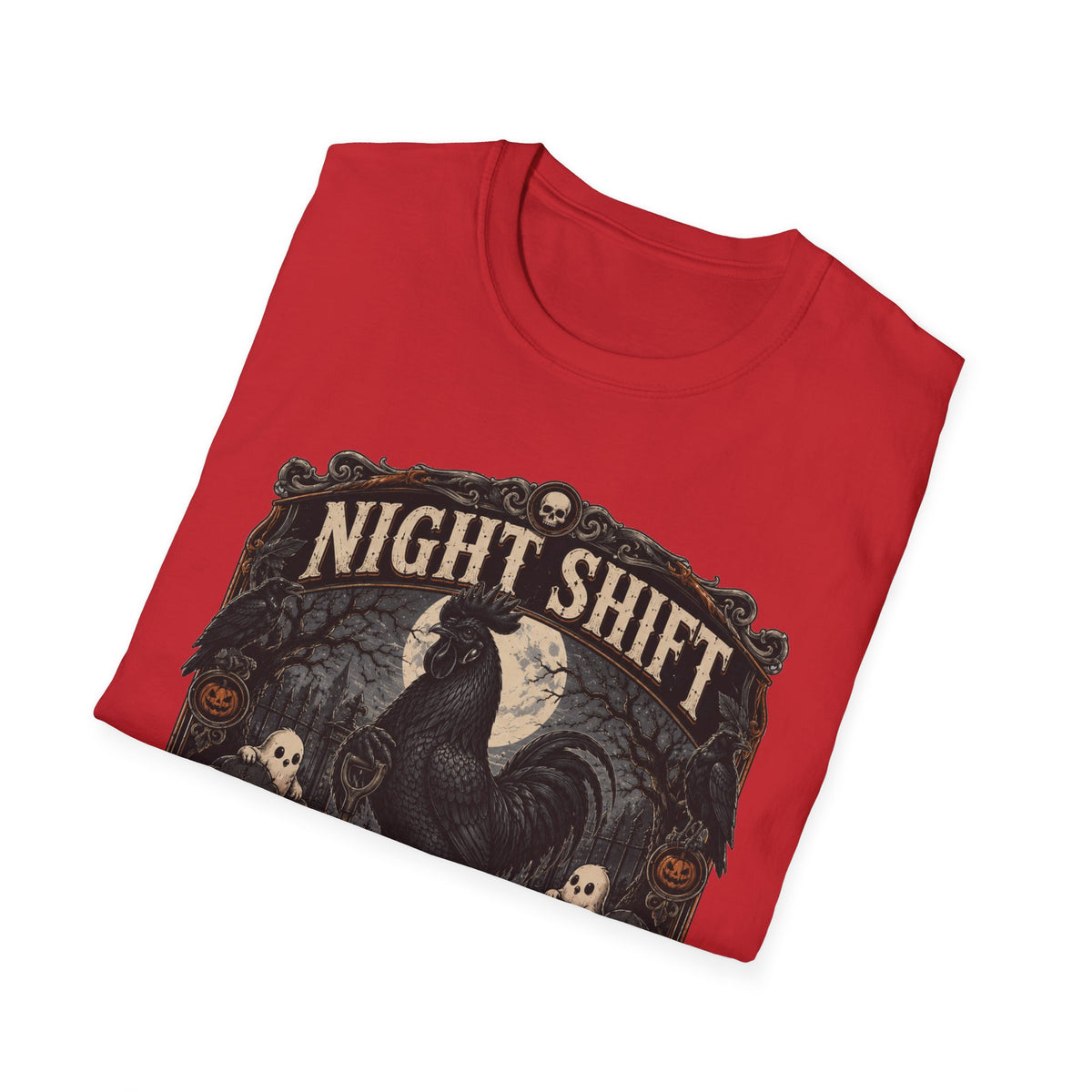 Night Shift Supervisor Ayam Cemani T-Shirt — Graveyard Rooster Graphic Tee