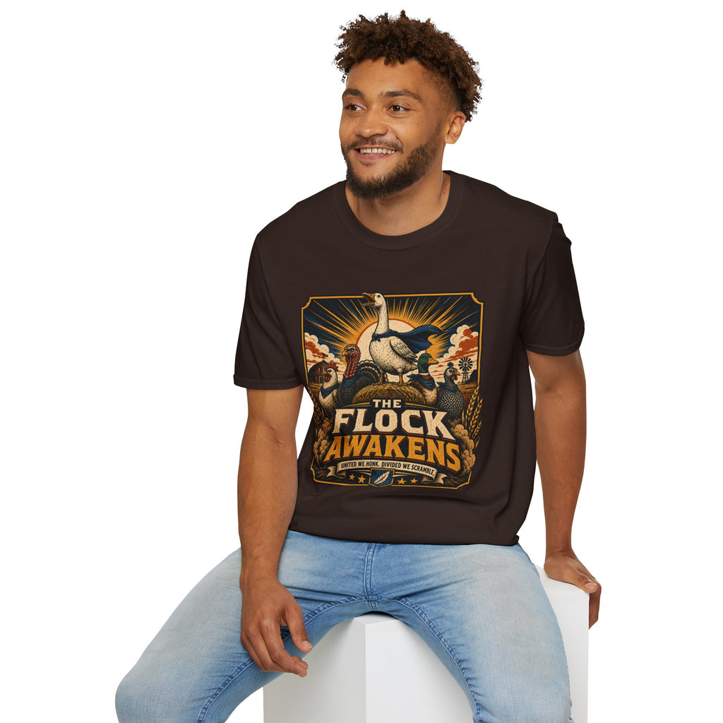 The Flock Awakens T‑Shirt — Retro Goose & Duck Vintage Wildlife Tee