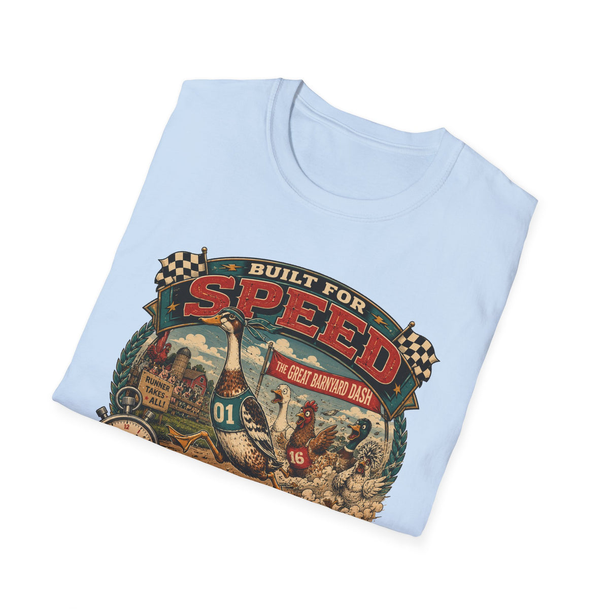Built for Speed Barnyard Dash Indian Runner T-Shirt — Designed for Chaos Tee