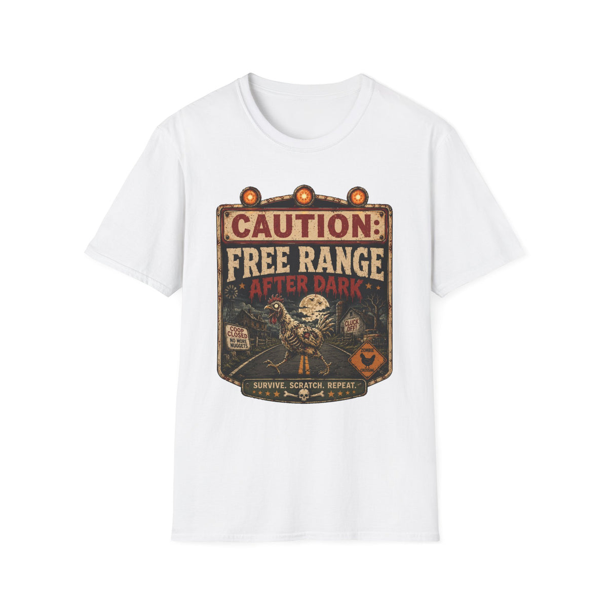 Zombie Chicken Crossing at Night T-shirt, photo 2