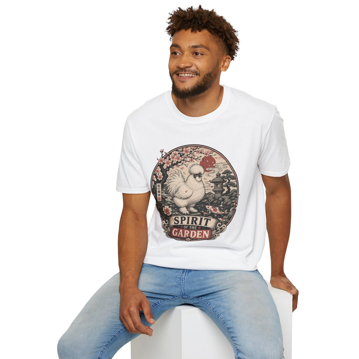 Blossom Garden Silkie T-Shirt — Japanese Woodblock Hen Tee