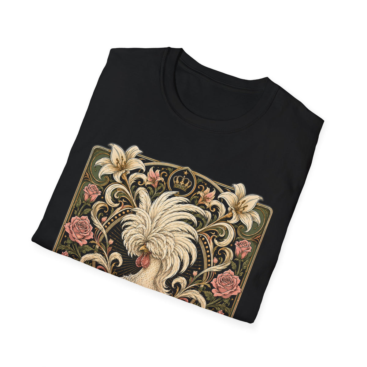 Crowned by Nature Polish Chicken T-Shirt — Vintage Botanical Hen Tee