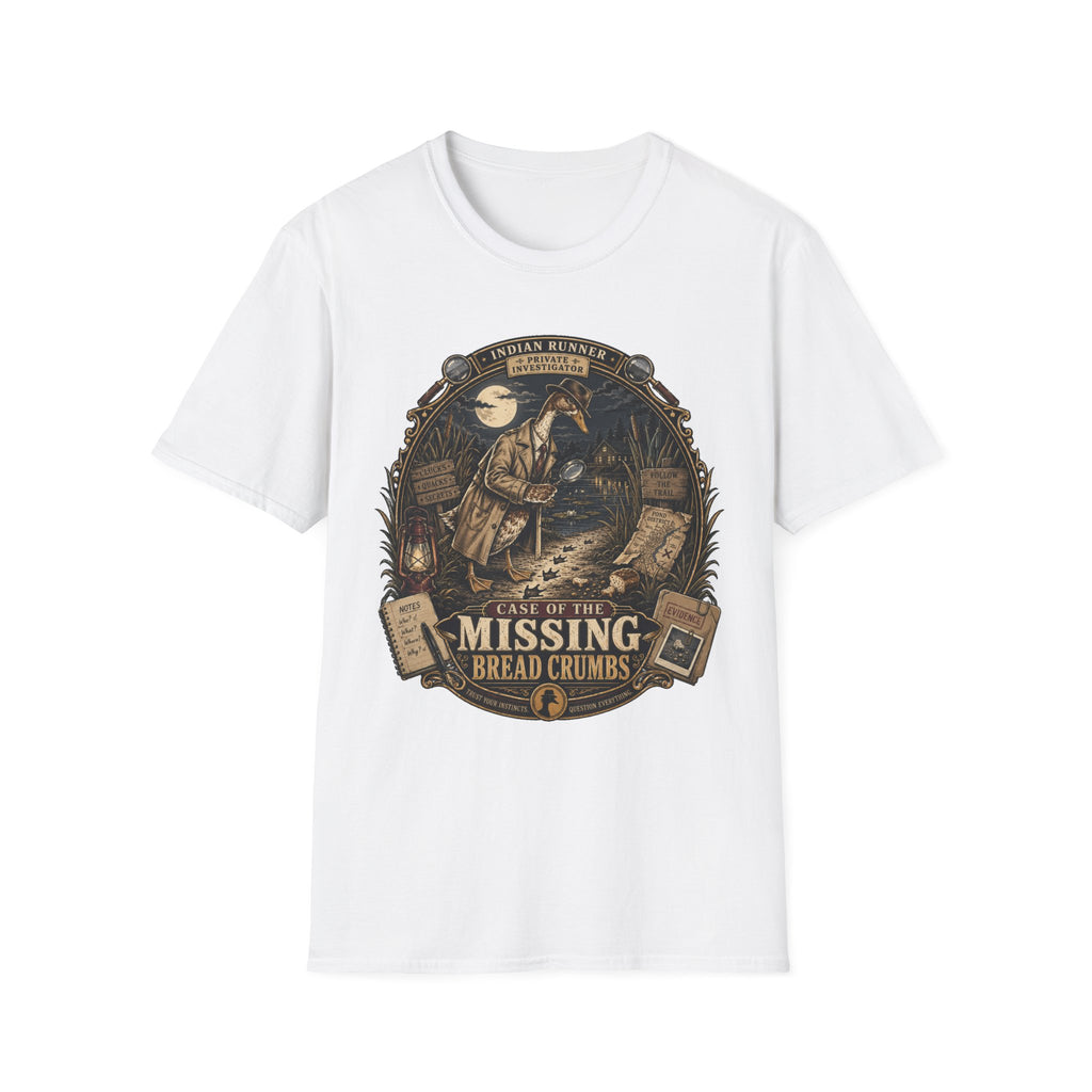 The Case of the Missing Breadcrumbs T-Shirt — Indian Runner Duck Mystery Tee