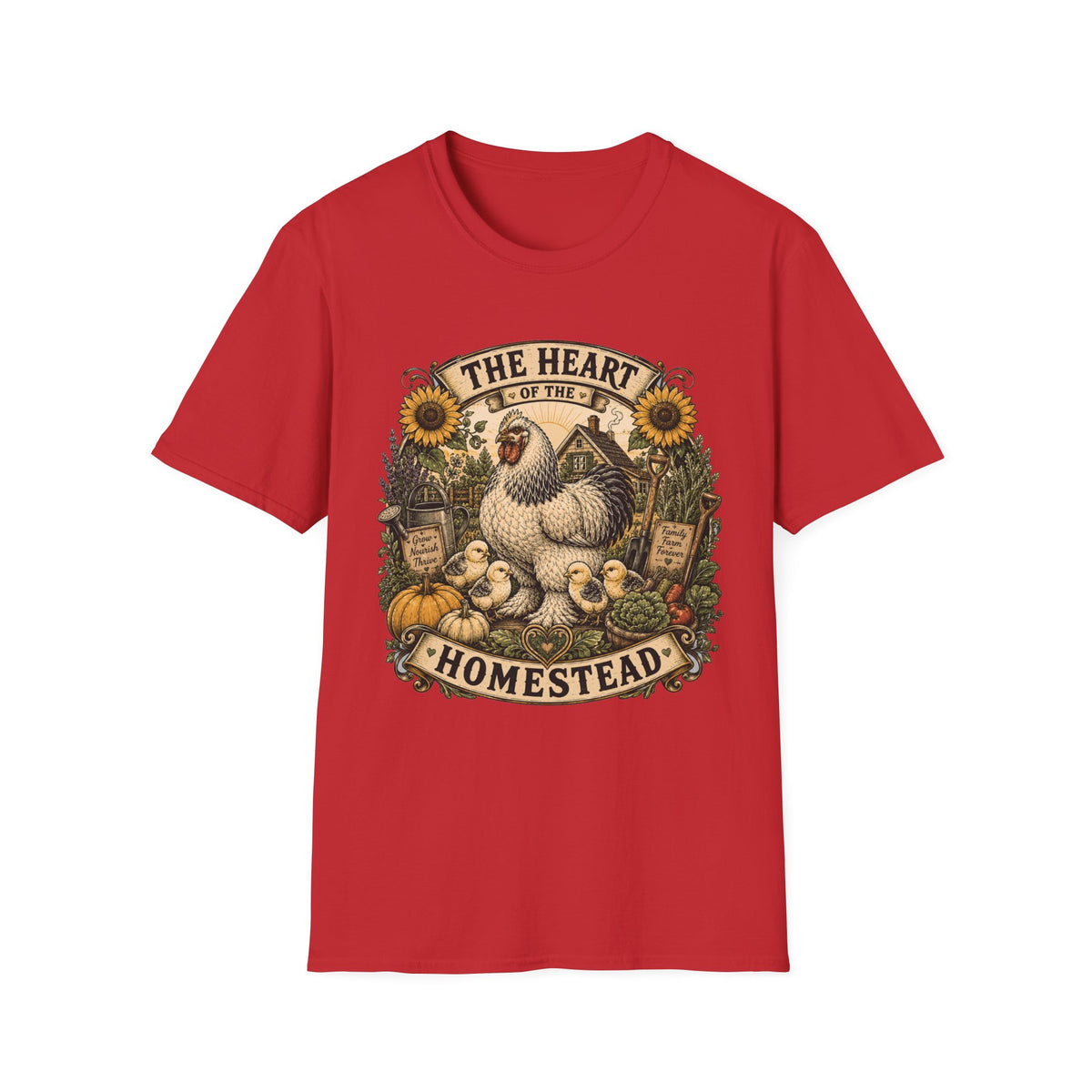 The Heart of the Homestead Brahma T-Shirt — Hen & Chicks Farmhouse Graphic Tee