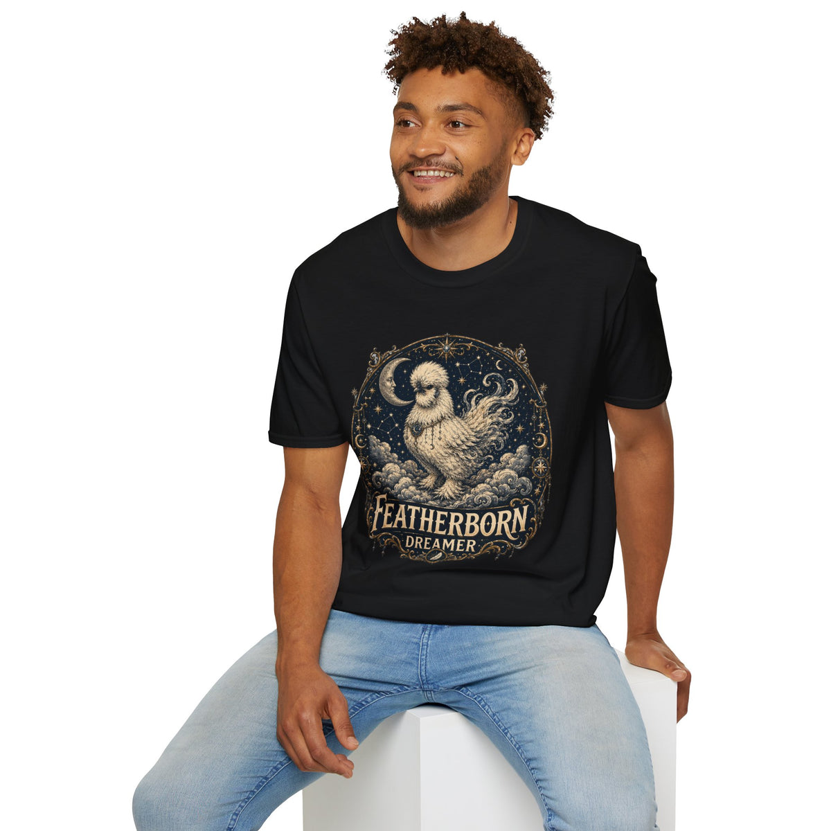 Featherborn Dreamer Silkie T-Shirt — Celestial Moonlit Hen Tee