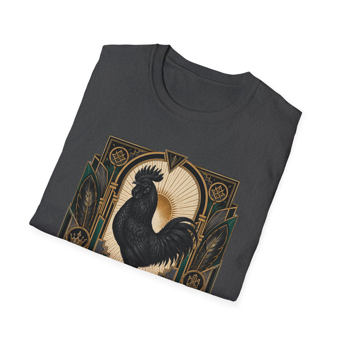 The Black Crown Ayam Cemani T-Shirt — Art Deco Rooster Graphic Tee