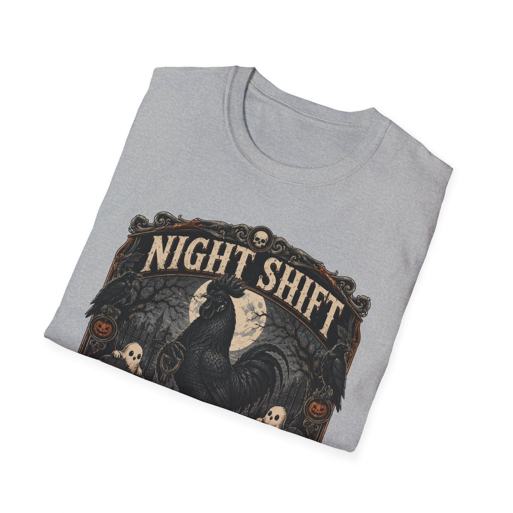 Night Shift Supervisor Ayam Cemani T-Shirt — Graveyard Rooster Graphic Tee