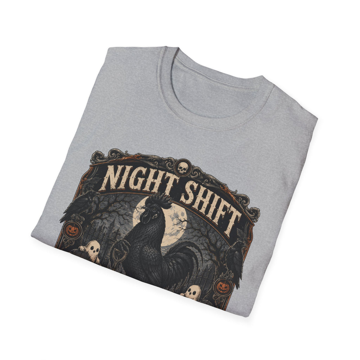 Night Shift Supervisor Ayam Cemani T-Shirt — Graveyard Rooster Graphic Tee