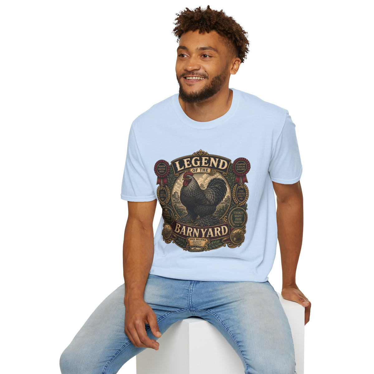 Legend of the Barnyard Dark Brahma T-Shirt — Vintage Rooster Label Tee