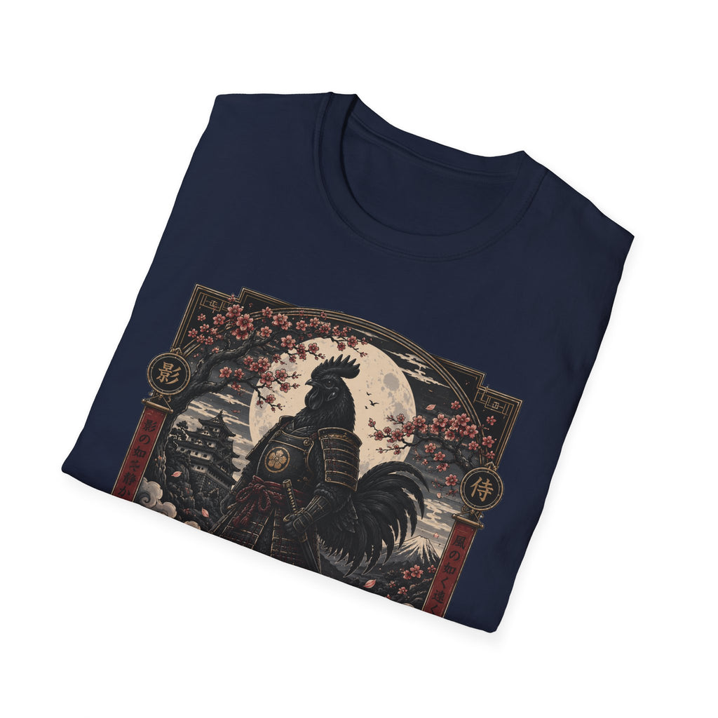 Shadow Samurai Ayam Cemani T-Shirt — Moonrise Warrior Rooster Tee