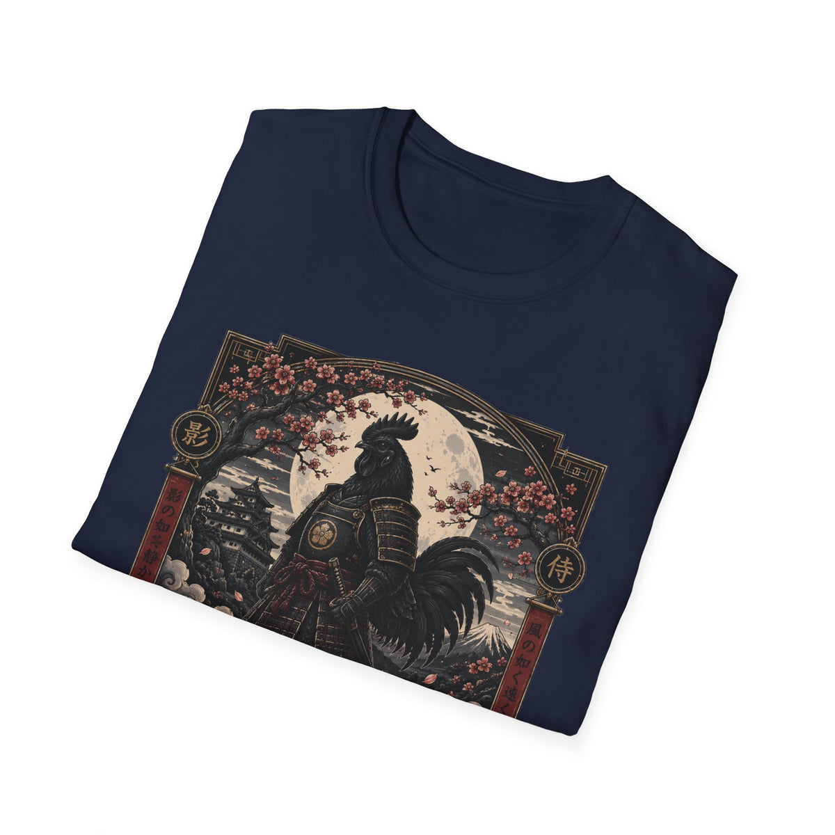 Shadow Samurai Ayam Cemani T-Shirt — Moonrise Warrior Rooster Tee