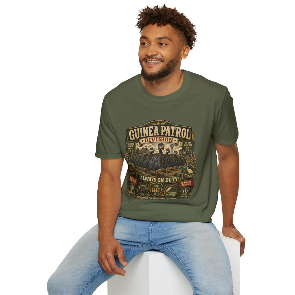 Guinea Patrol Division T-Shirt — Always On Duty Farm Security Tee