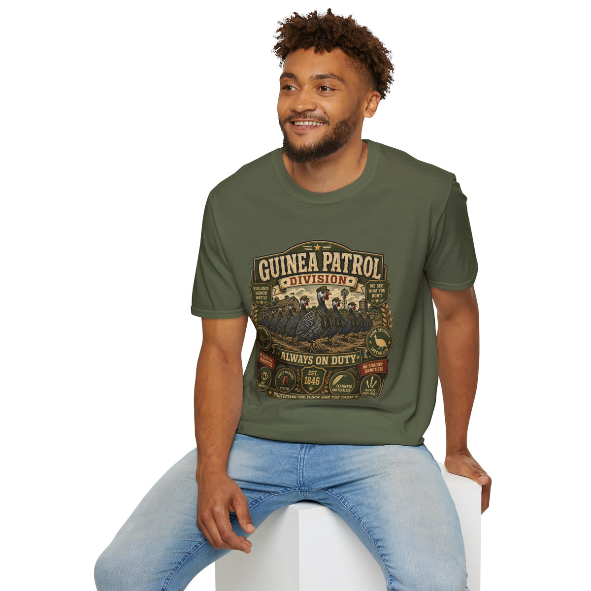 Guinea Patrol Division T-Shirt — Always On Duty Farm Security Tee