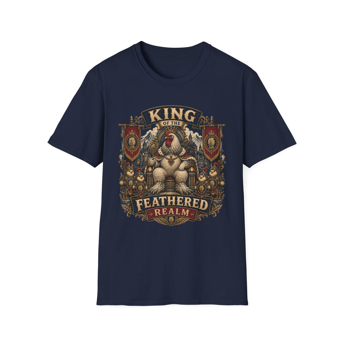 King of the Feathered Realm Brahma T-Shirt — Royal Rooster Crest Tee