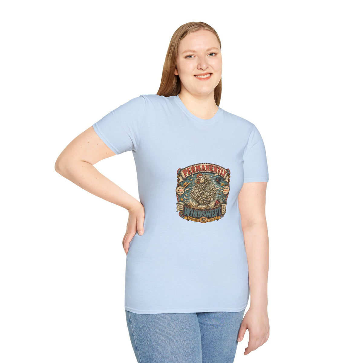 Permanently Windswept Frizzle T-Shirt — Curly Feather Novelty Tee
