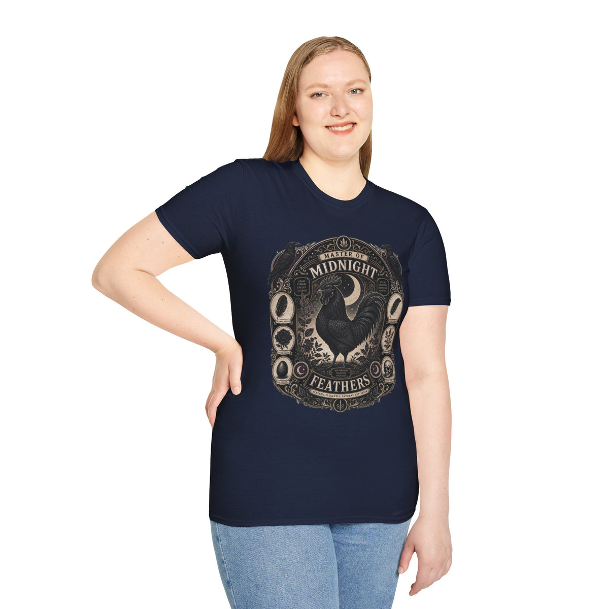 Master of Midnight Feathers Ayam Cemani T-Shirt — Gothic Rooster Graphic Tee