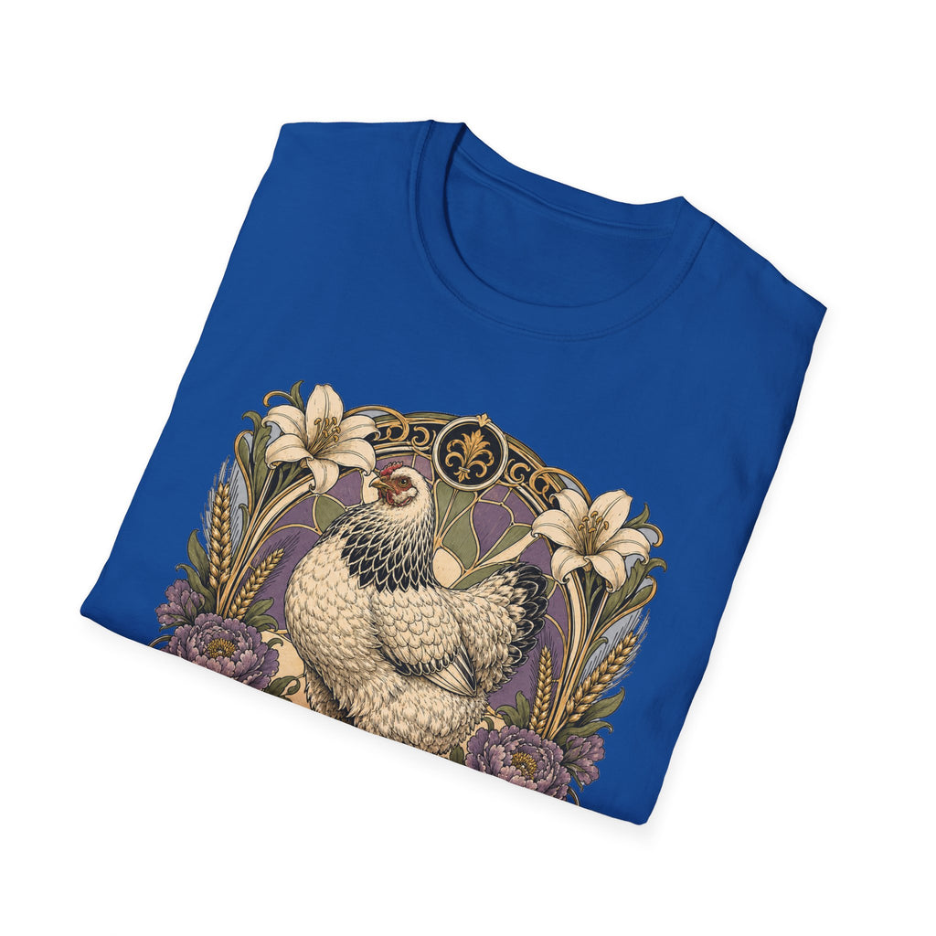 Strength in Grace Brahma Hen T-Shirt — Botanical Rooster Art Tee