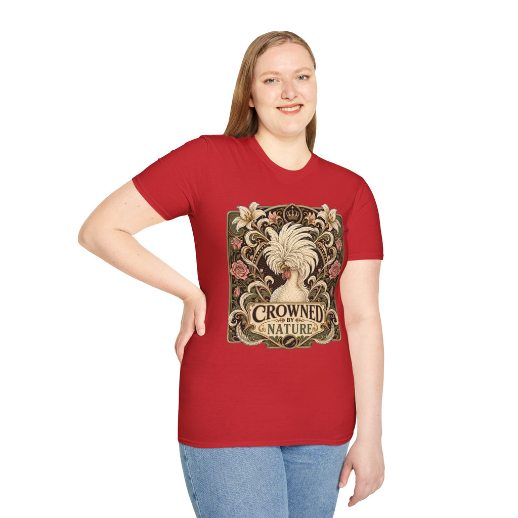 Crowned by Nature Polish Chicken T-Shirt — Vintage Botanical Hen Tee