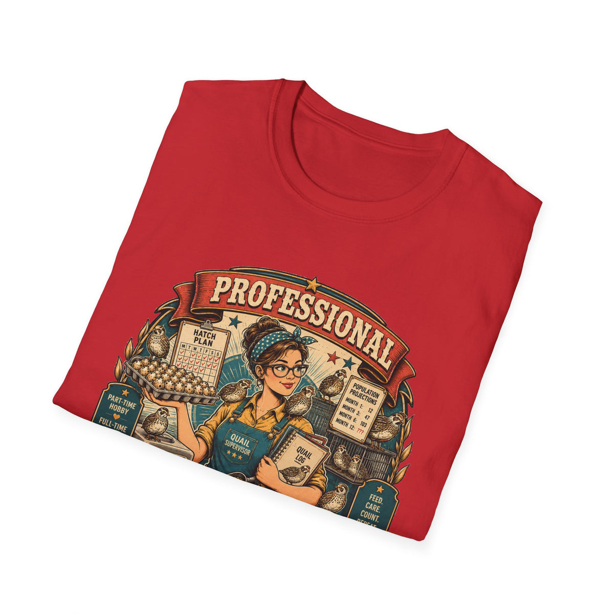 Tiny Bird Enthusiast Badge T-Shirt — Quail Keeper Vintage Graphic Tee