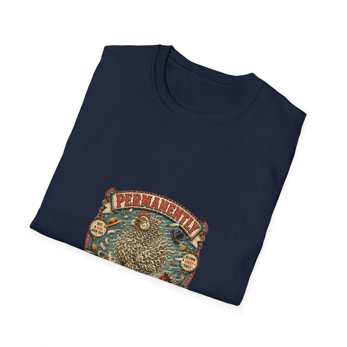 Permanently Windswept Frizzle T-Shirt — Curly Feather Novelty Tee