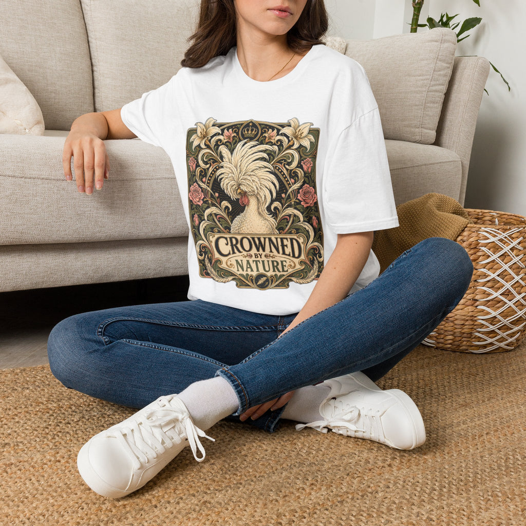 Crowned by Nature Polish Chicken T-Shirt — Vintage Botanical Hen Tee